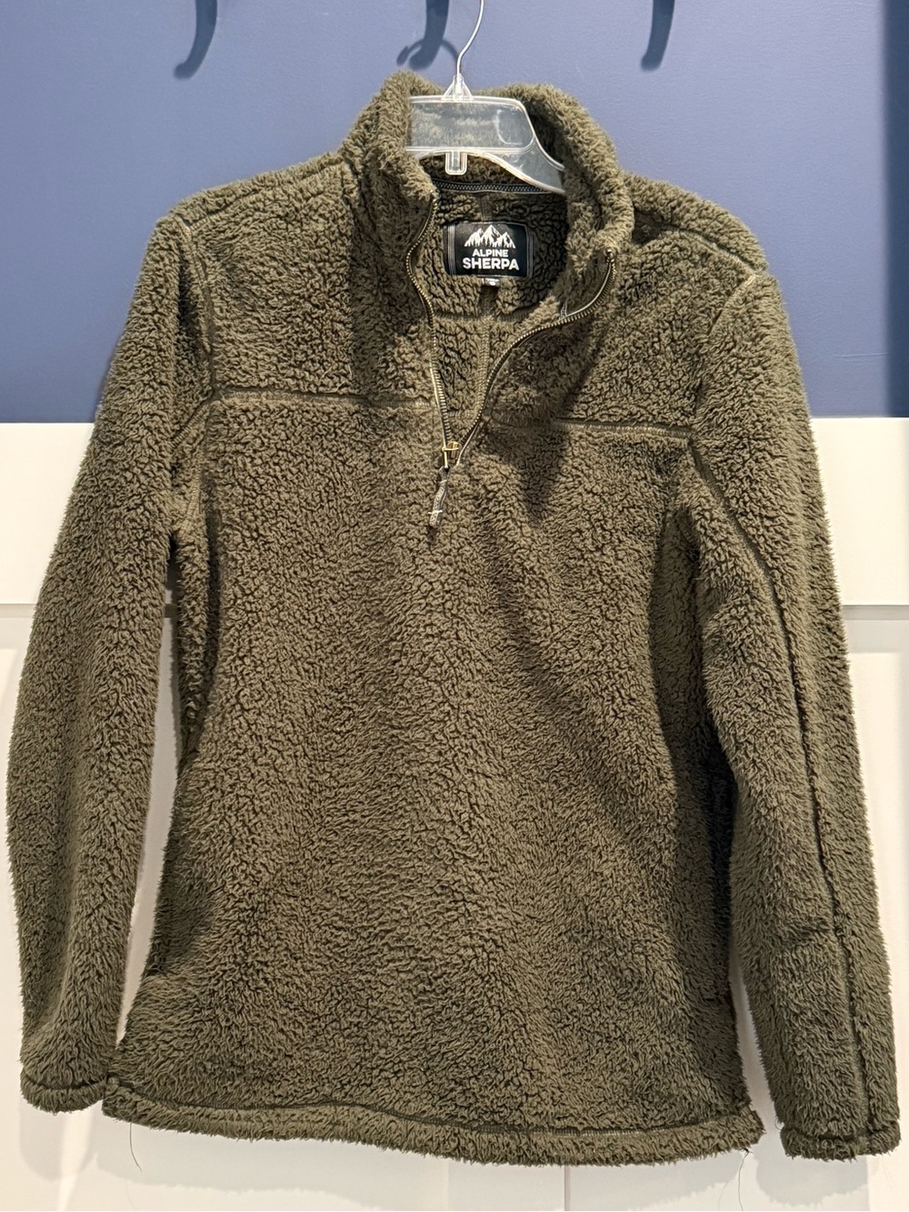 Alpine Sherpa Olive Half-Zip Fleece Pullover Size S